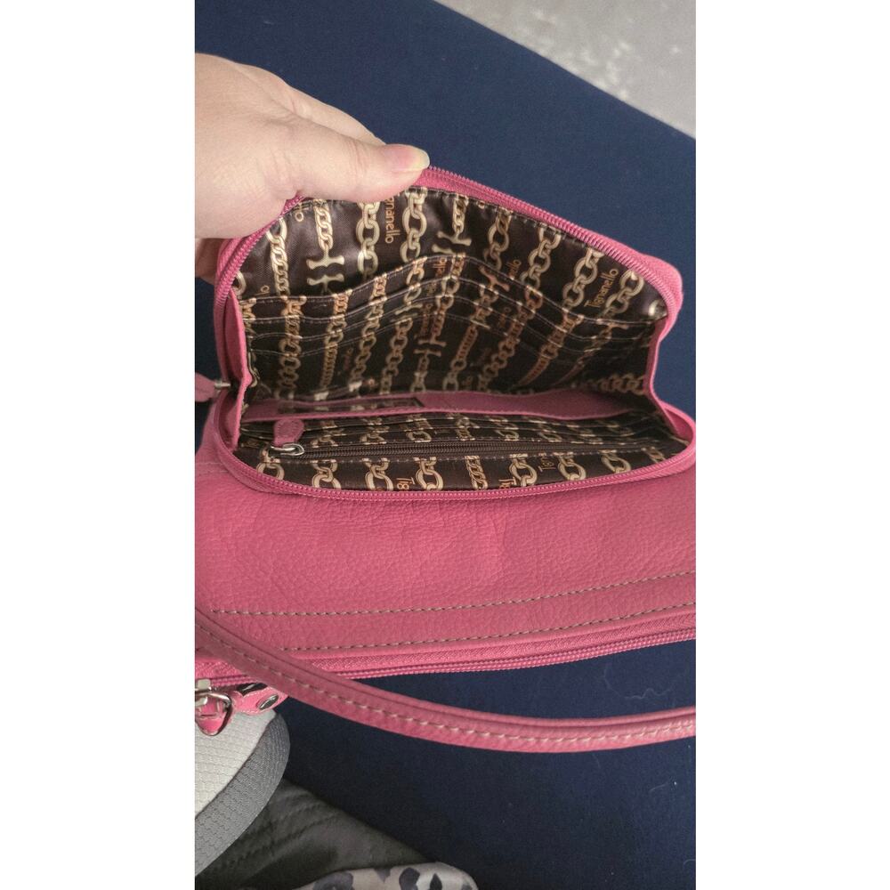 Tignanello Pink Crossbody Wallet Organizer Bag Pebbled Leather Slim Like New - Picture 3 of 9